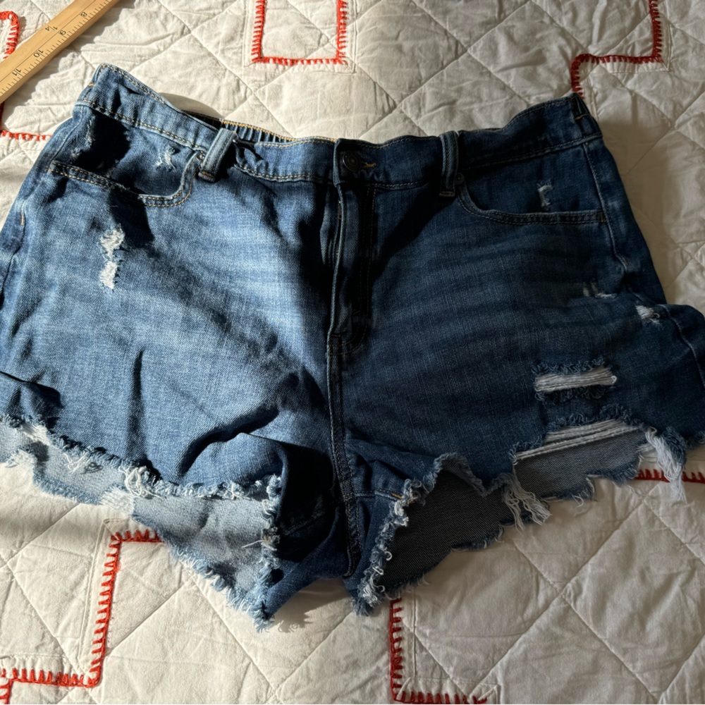 2 pairs aerie Dark Blue and Black Distressed Denim Jean Shorts